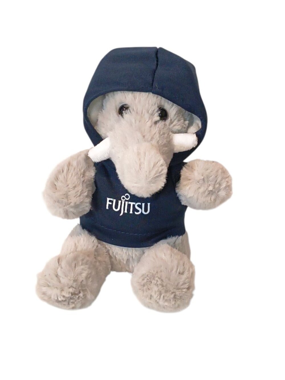 Fujitsu Hit Gray Elephant With Blue Hoodie Sitting Plush Stuffed Toy 6"